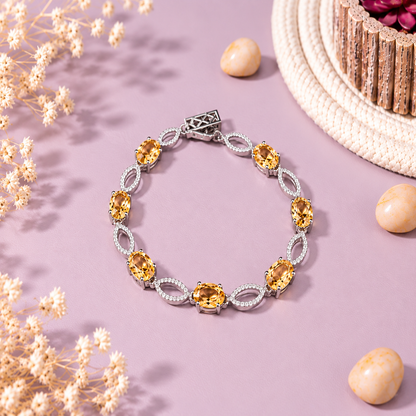 Citrine Crystal 92.5 Sterling Silver Bracelet
