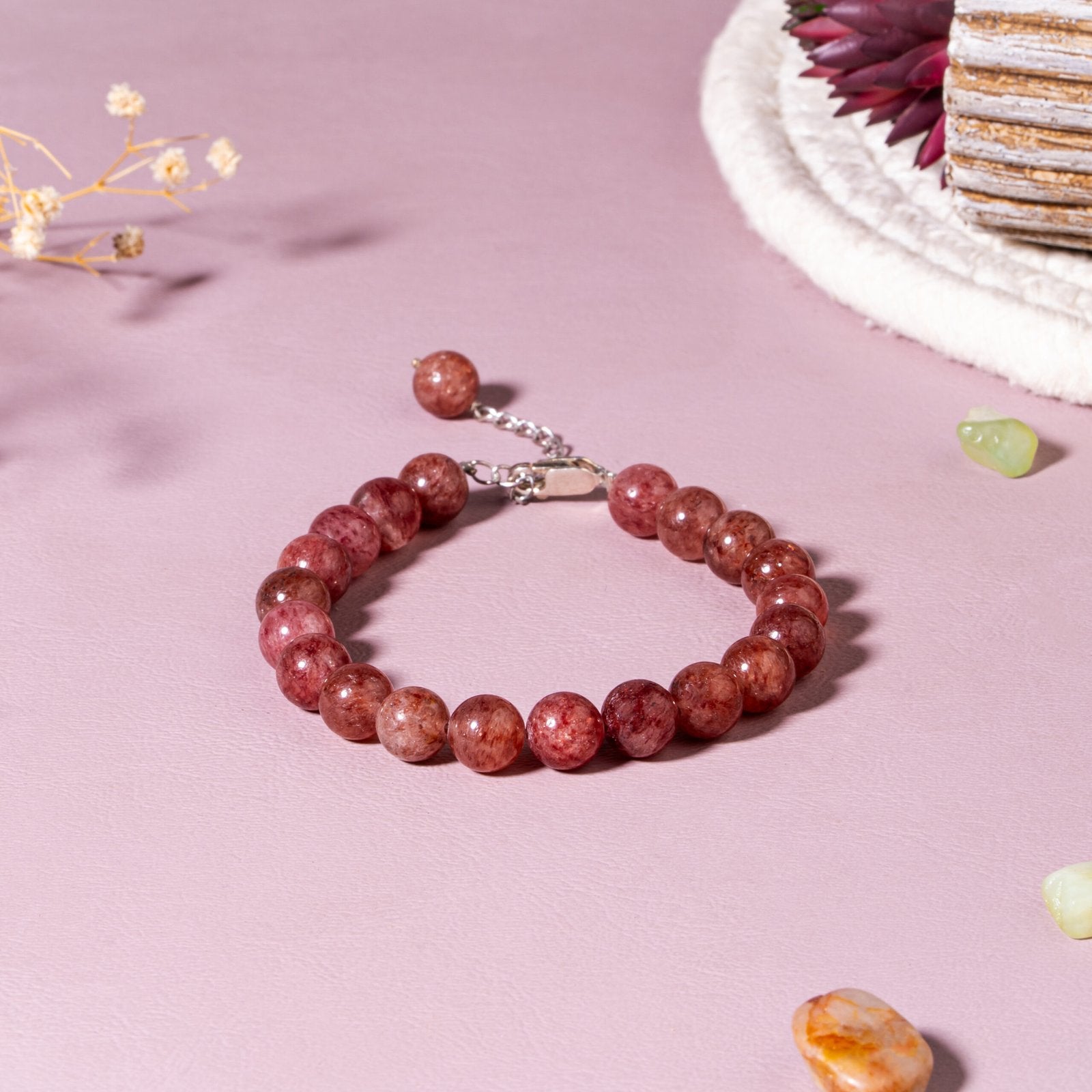 8 mm sunstone beads 92.5 sterling silver Bracelet