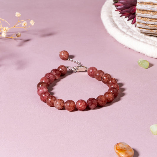 8 mm sunstone beads 92.5 sterling silver Bracelet