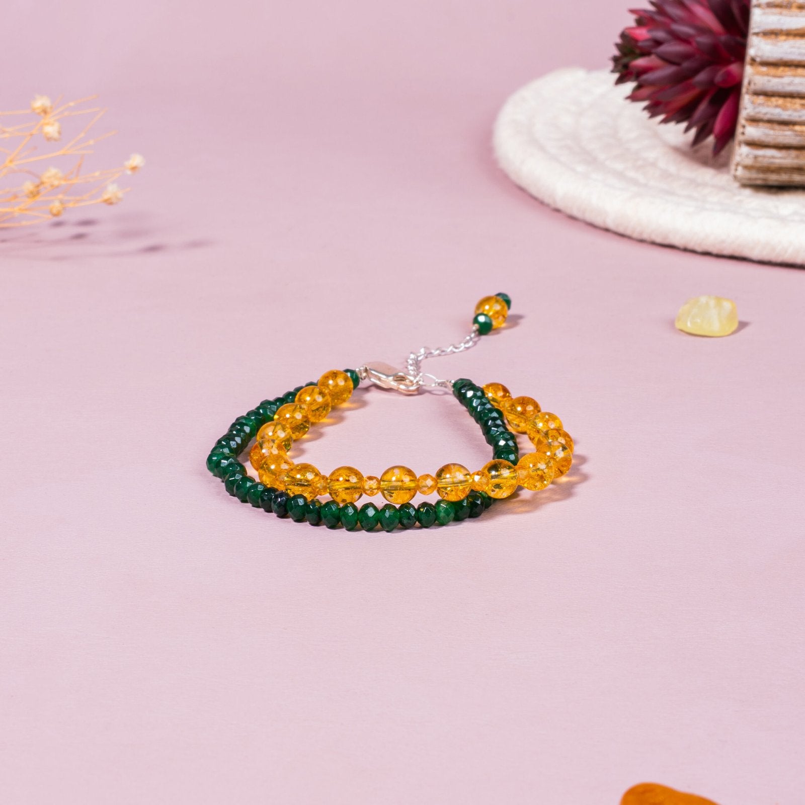Citrine & Green Jade Abundance Bracelet – 92.5 Sterling Silver Prosperity Jewellery