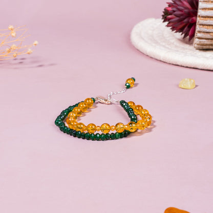 Citrine & Green Jade Abundance Bracelet – 92.5 Sterling Silver Prosperity Jewellery