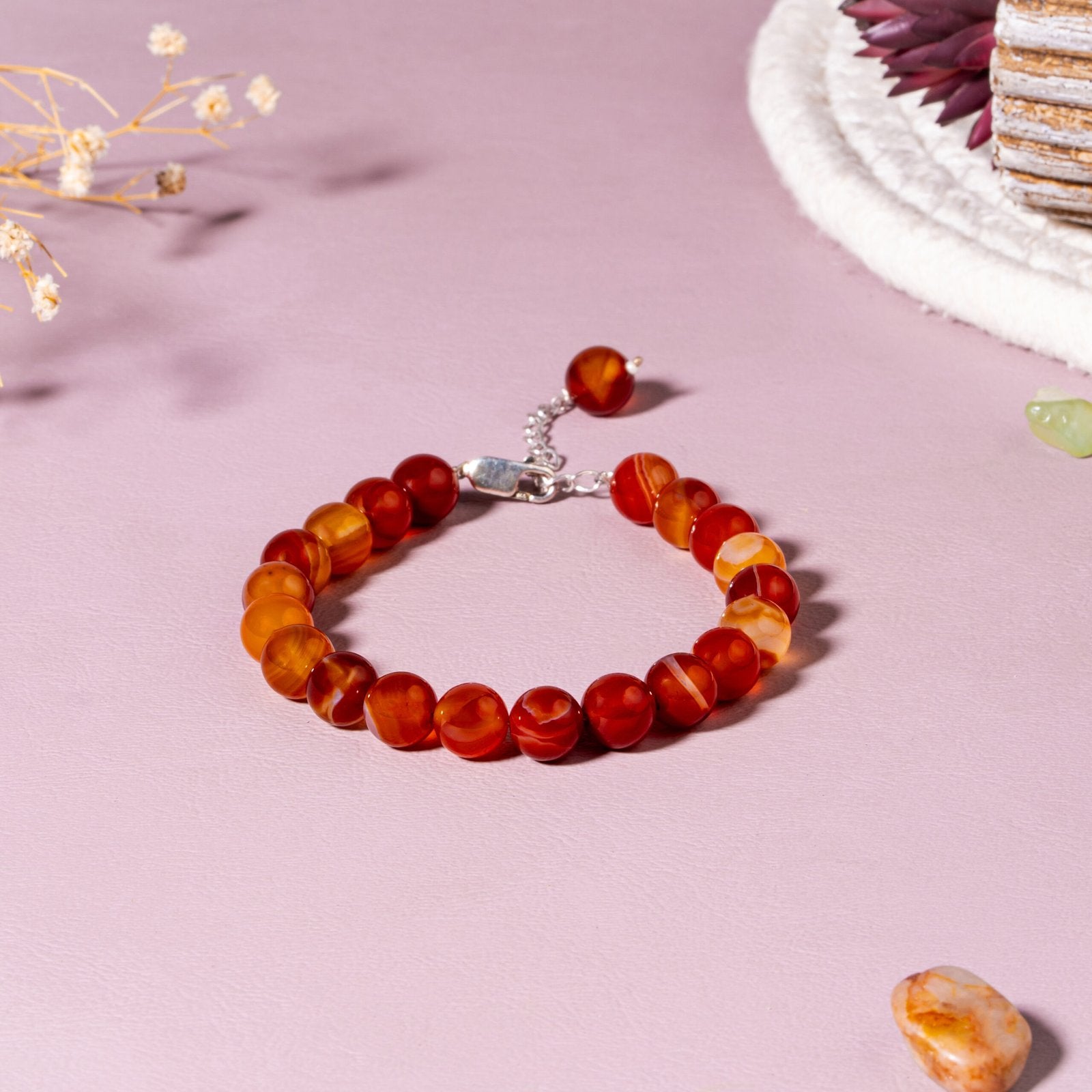 Carnelian Vitality Confidence 92.5 Sterling Silver Bracelet for Women | Courage Stone
