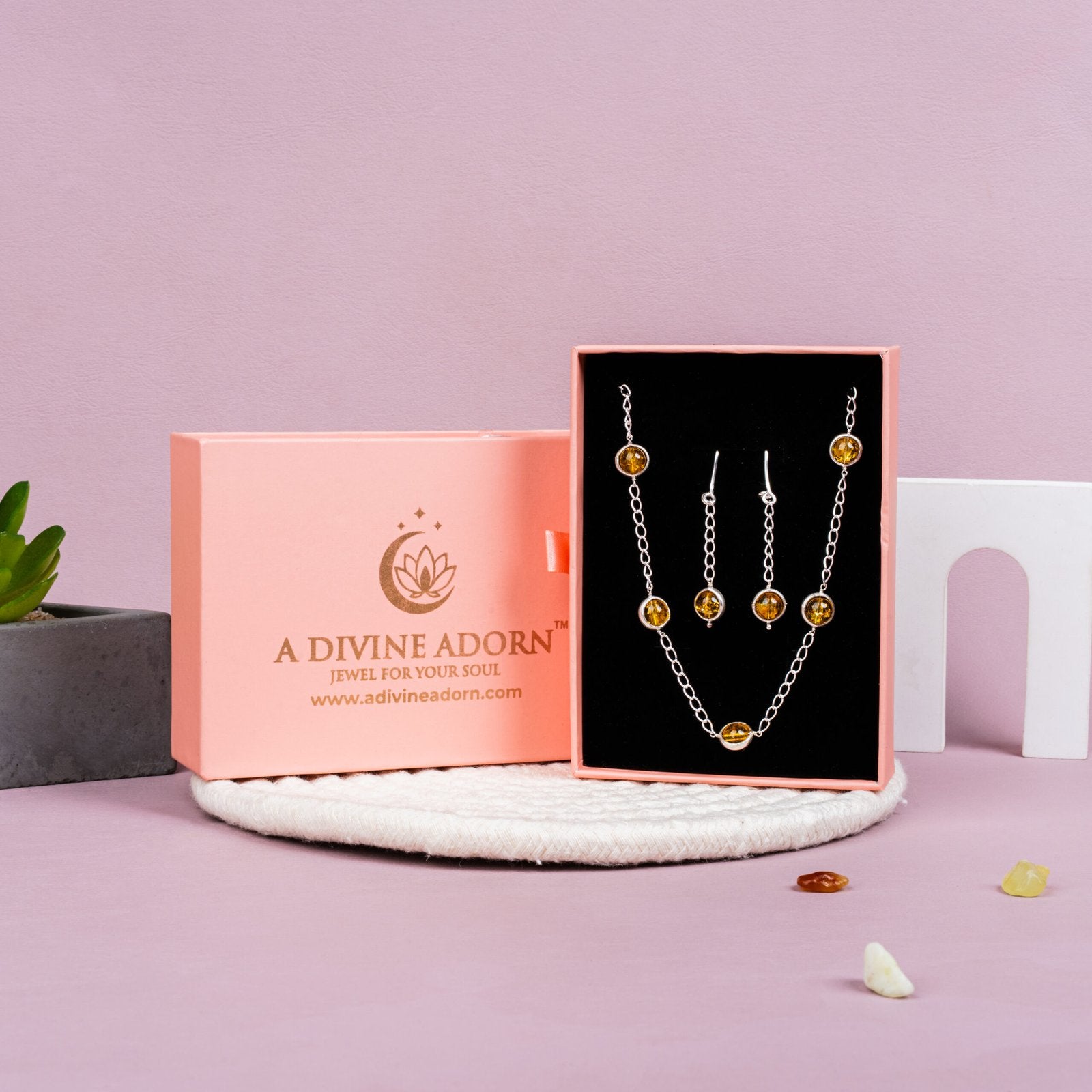 Citrine Abundance & Success Necklace Set | 92.5 Sterling Silver Jewellery