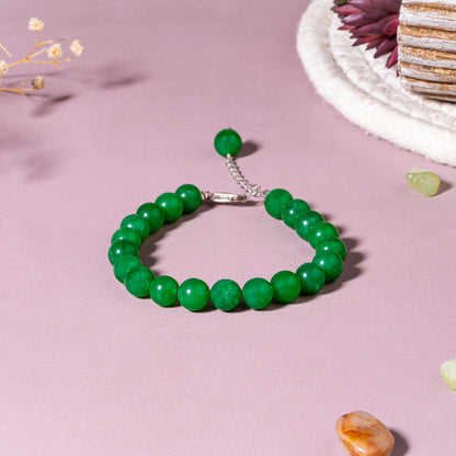 Green Aventurine Luck & Opportunity  92.5 Sterling Silver Crystal Bracelet