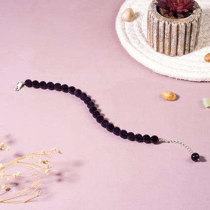 Amethyst 92.5 Sterling Silver Bracelet | 8mm Smooth Round Beads
