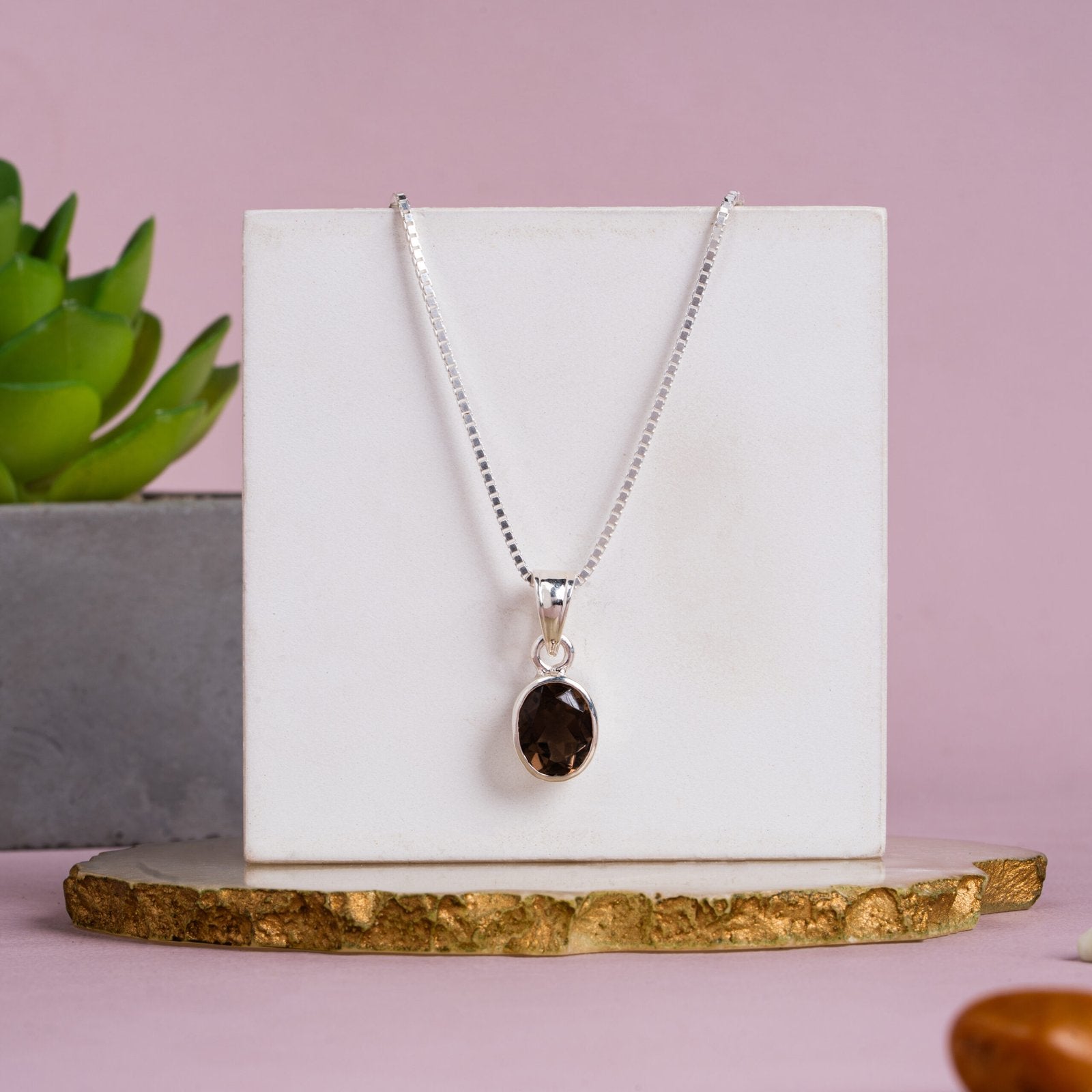 Smoky Quartz Stability Pendant – 92.5 Sterling Silver Healing Crystal Pendant