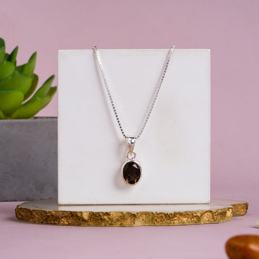 Smoky Quartz Stability Pendant – 92.5 Sterling Silver Healing Crystal Pendant