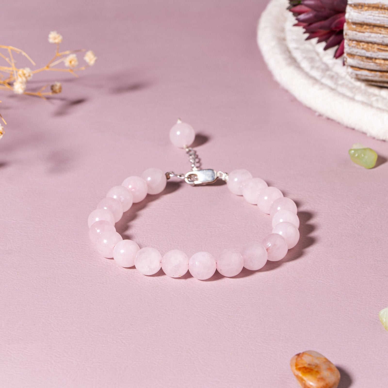 Rose Quartz Love & Harmony Bracelet – 92.5 Sterling Silver Crystal Bracelet for Women