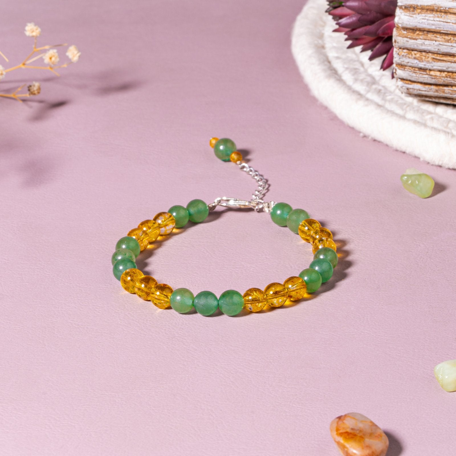 Citrine, Green Aventurine 92.5 Sterling Silver Bracelet
