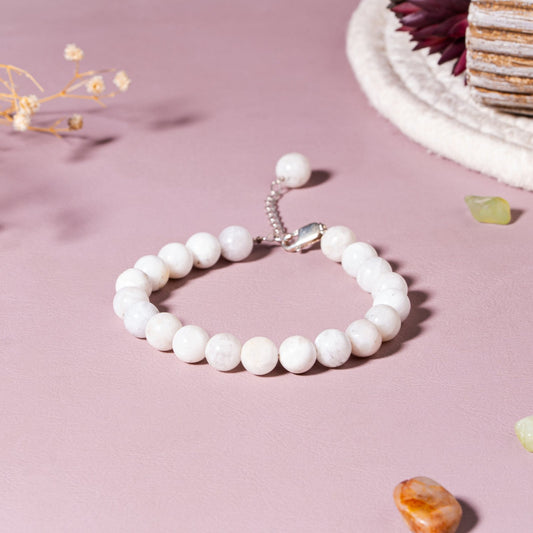 Moonstone Intuition Bracelet (8mm Beads) – 92.5 Sterling Silver Healing Jewellery