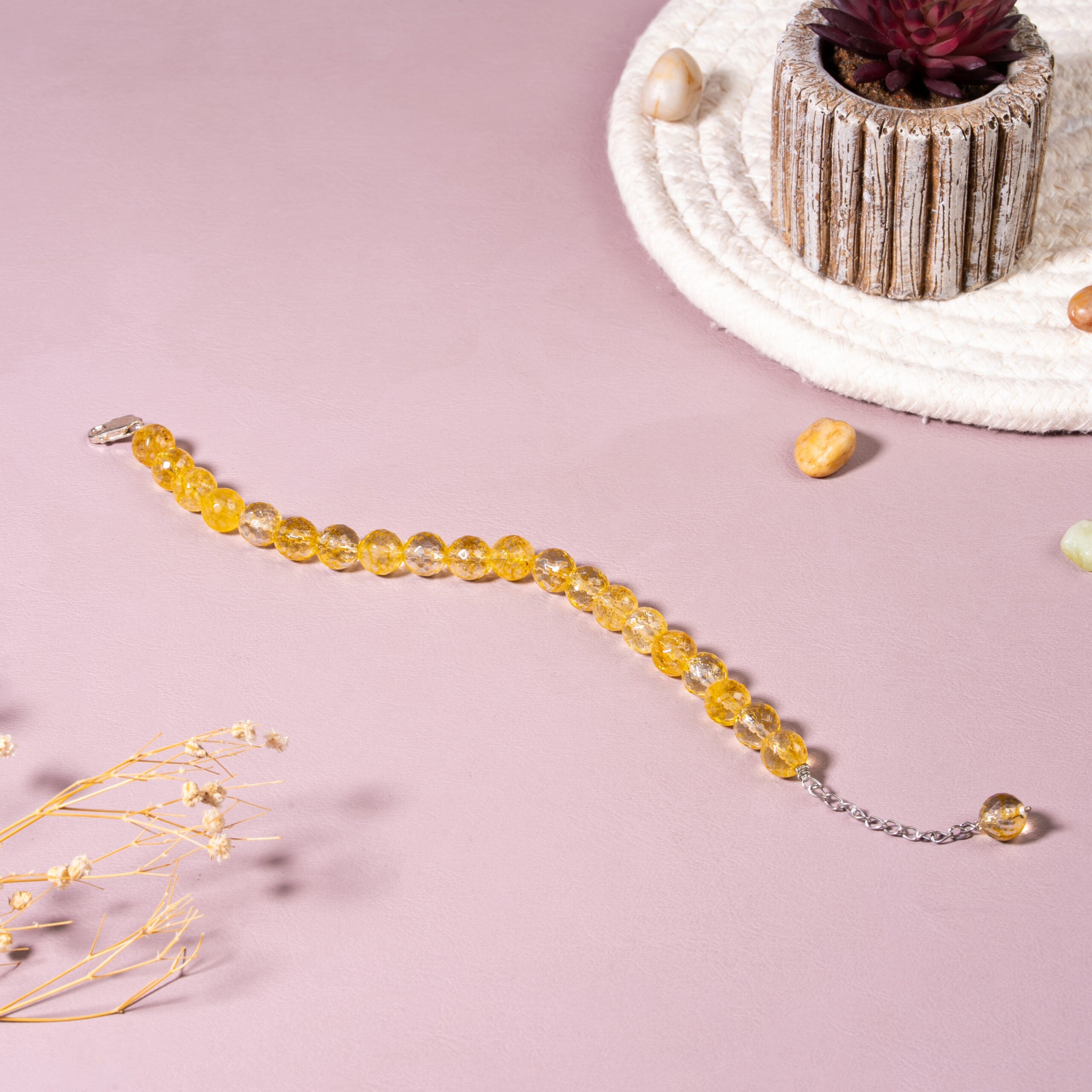 Citrine [Abundance & Success] 92.5 Sterling Silver Bracelet | 8 mm Round Faceted Beads