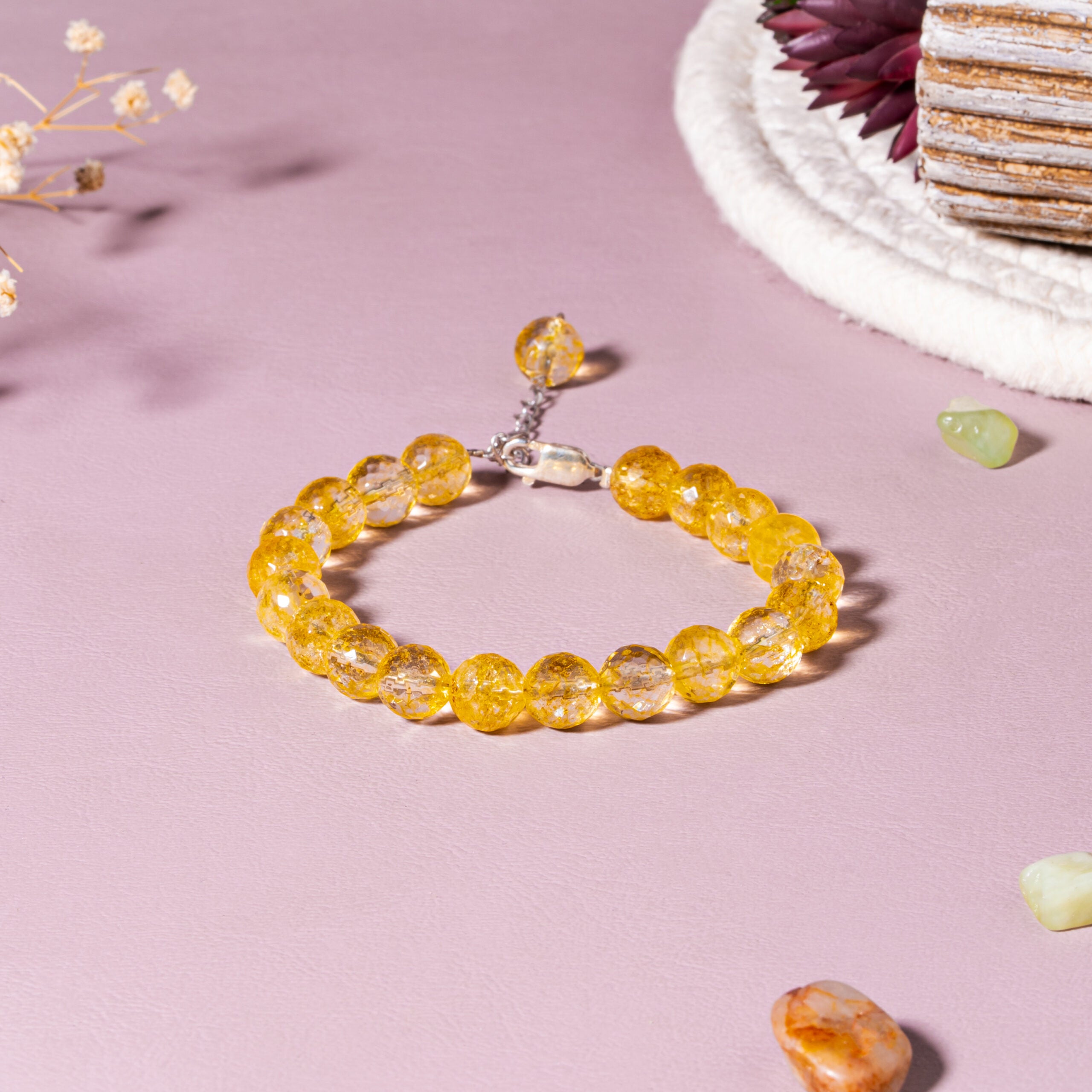 Citrine [Abundance & Success] 92.5 Sterling Silver Bracelet | 8 mm Round Faceted Beads