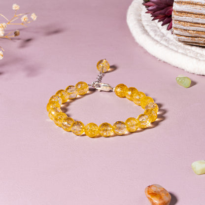 Citrine [Abundance & Success] 92.5 Sterling Silver Bracelet | 8 mm Round Faceted Beads