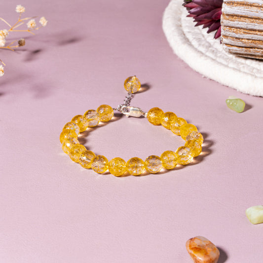 Citrine [Abundance & Success] 92.5 Sterling Silver Bracelet | 8 mm Round Faceted Beads