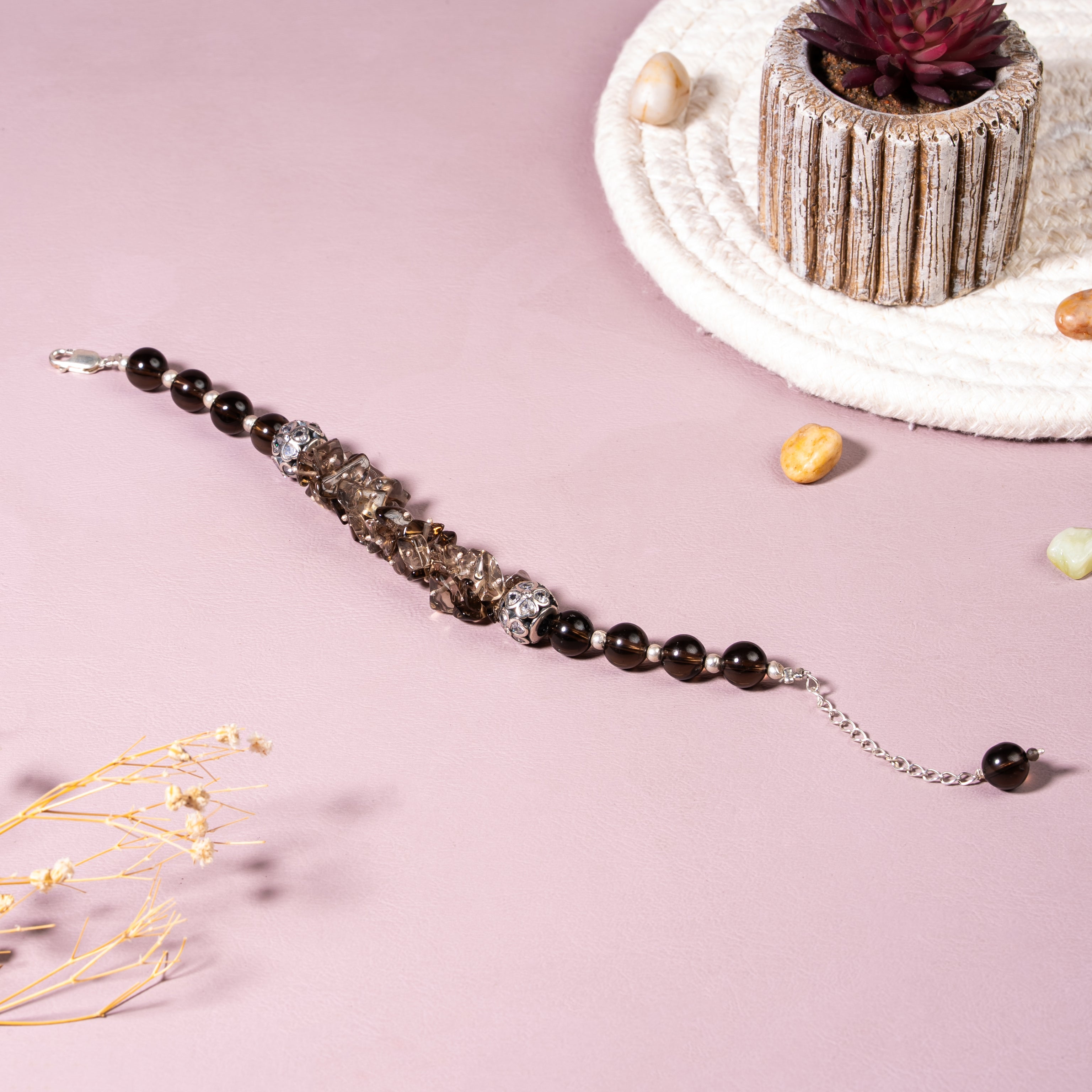 Smoky Quartz Grounding & Protection 92.5 silver beads