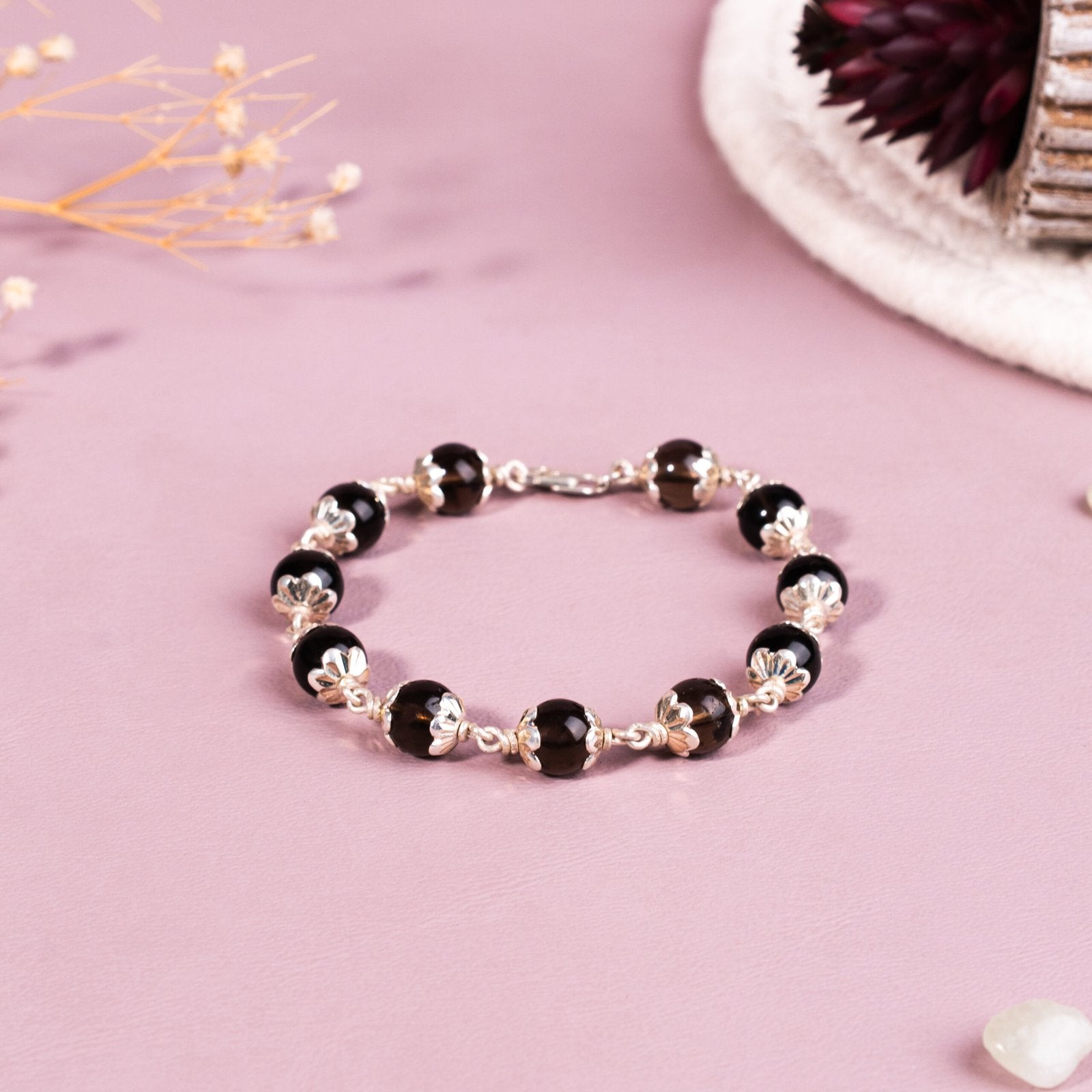 Smoky Quartz - Stone Of Stability 92.5 Sterling Silver Bracelet | 8 mm Bead