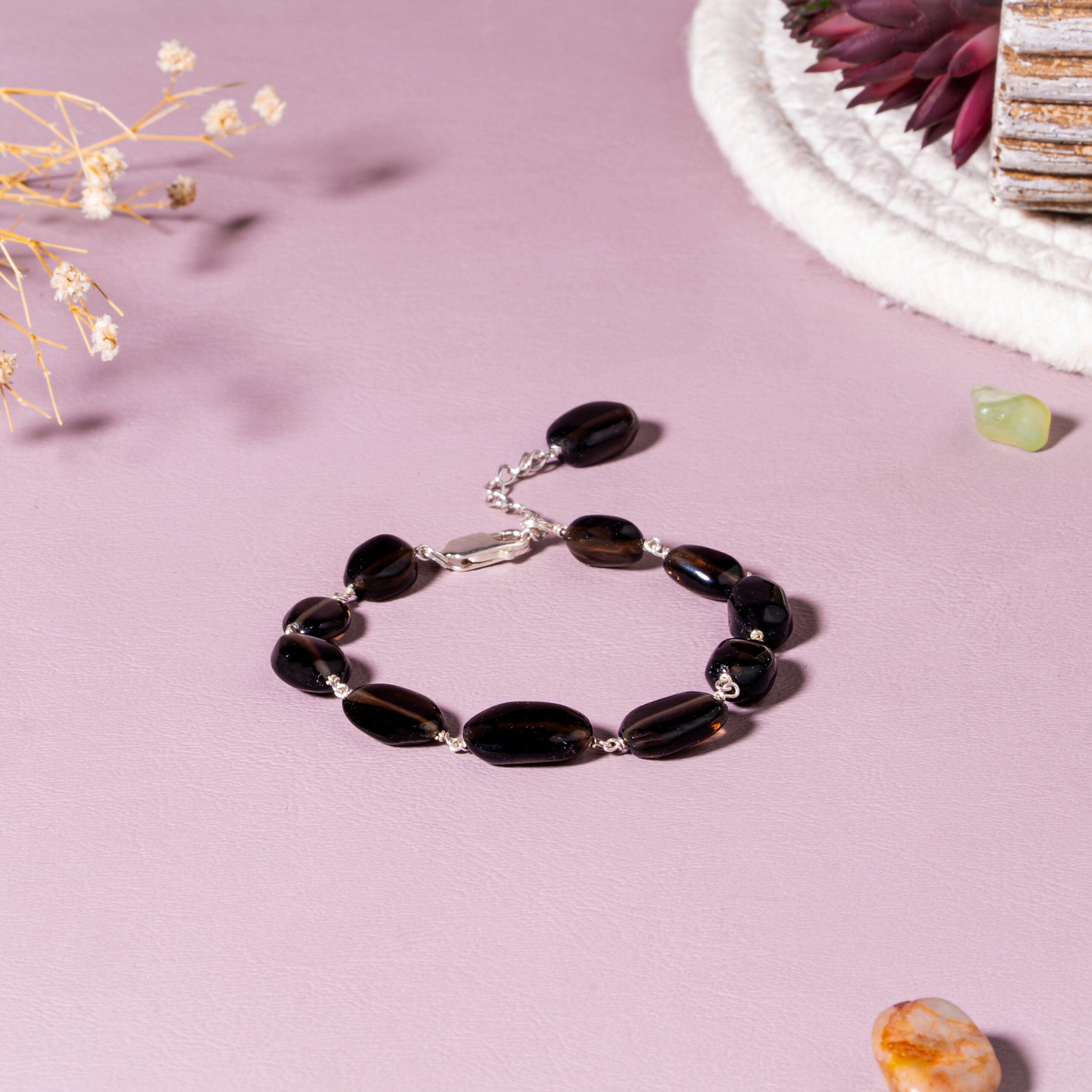Smoky Quartz [Grounding & Protection] Oval Bead | 92.5 Sterling Silver Bracelet