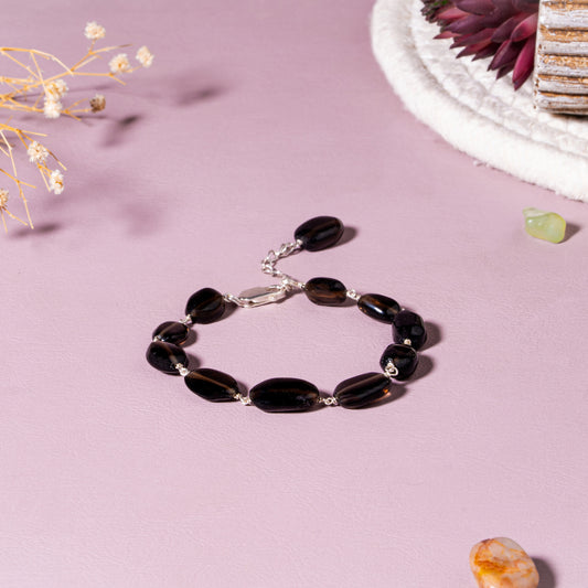 Smoky Quartz [Grounding & Protection] Oval Bead | 92.5 Sterling Silver Bracelet