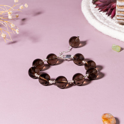 Smoky Quartz Stability Healing  92.5 Sterling Silver Bracelet