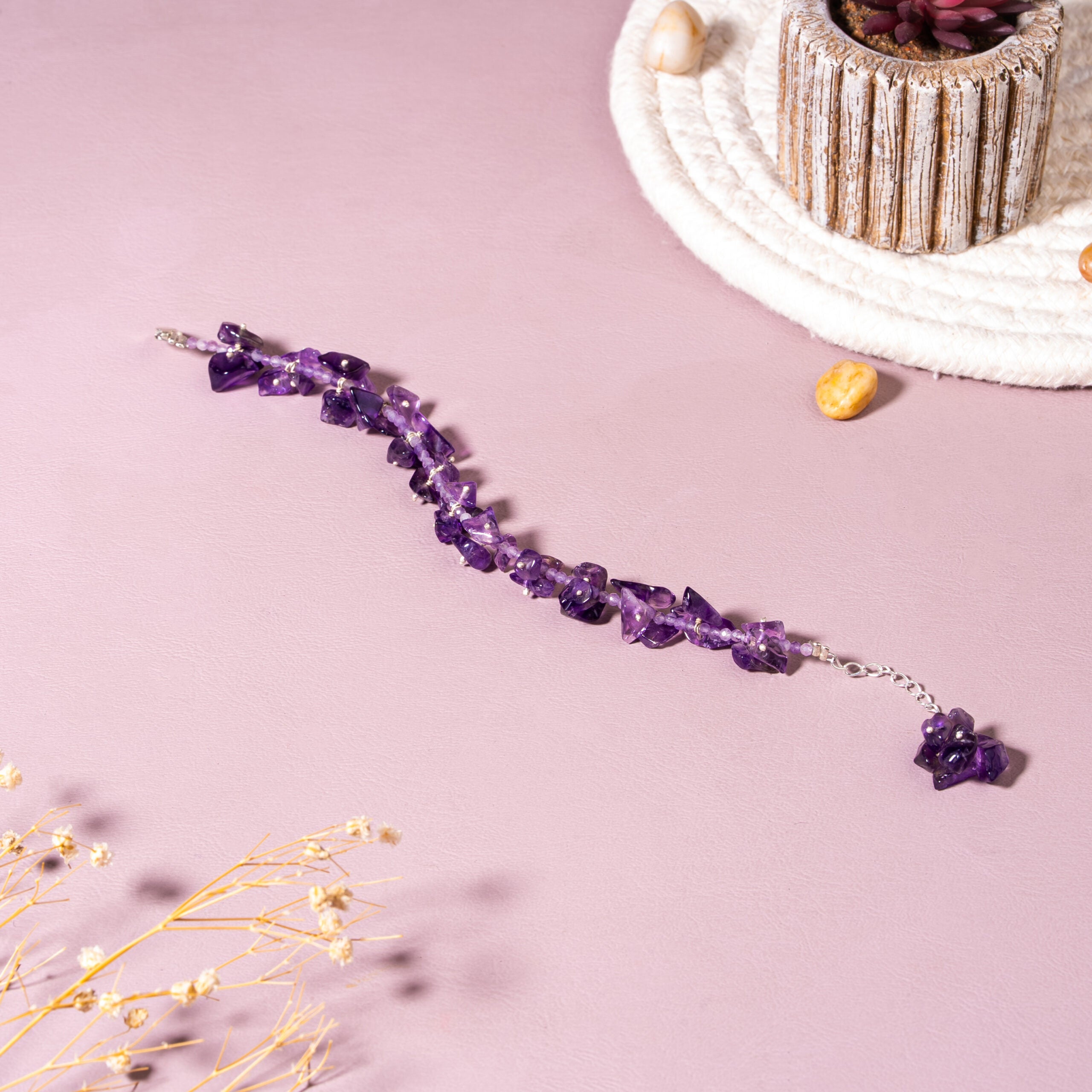 Amethyst  Calm & Clarity 92.5 Sterling Silver Bracelet | 2mm Chip Bead