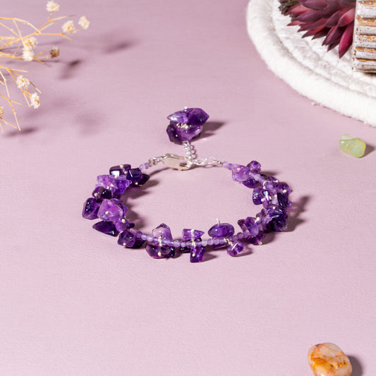 Amethyst  Calm & Clarity 92.5 Sterling Silver Bracelet | 2mm Chip Bead