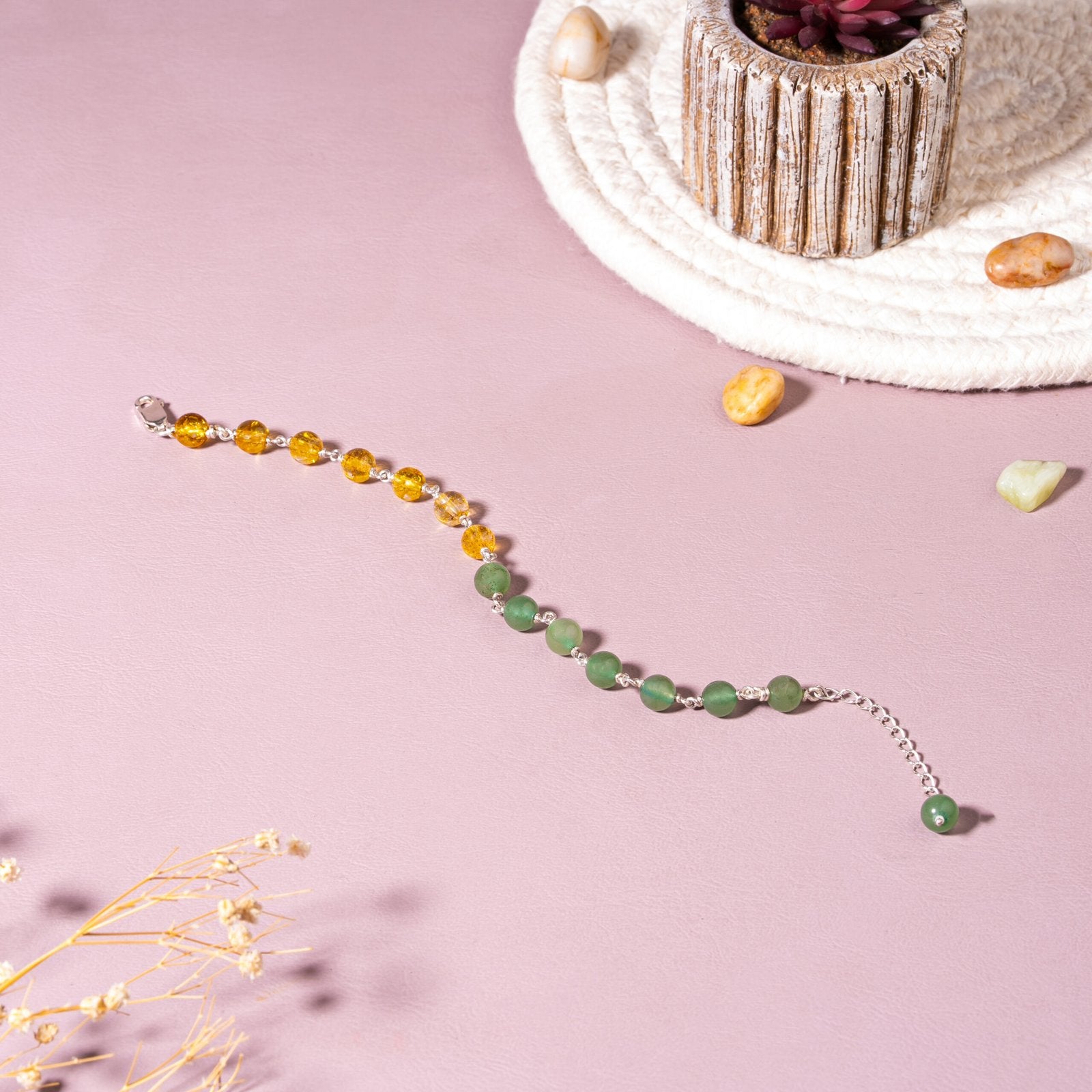 Citrine & Green Aventurine Success & Opportunity 92.5 Sterling Silver Bracelet
