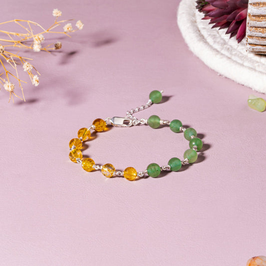 Citrine & Green Aventurine Success & Opportunity 92.5 Sterling Silver Bracelet