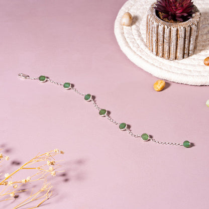 Green Aventurine  Luck & Opportunity 92.5 Sterling Silver Chain Bracelet