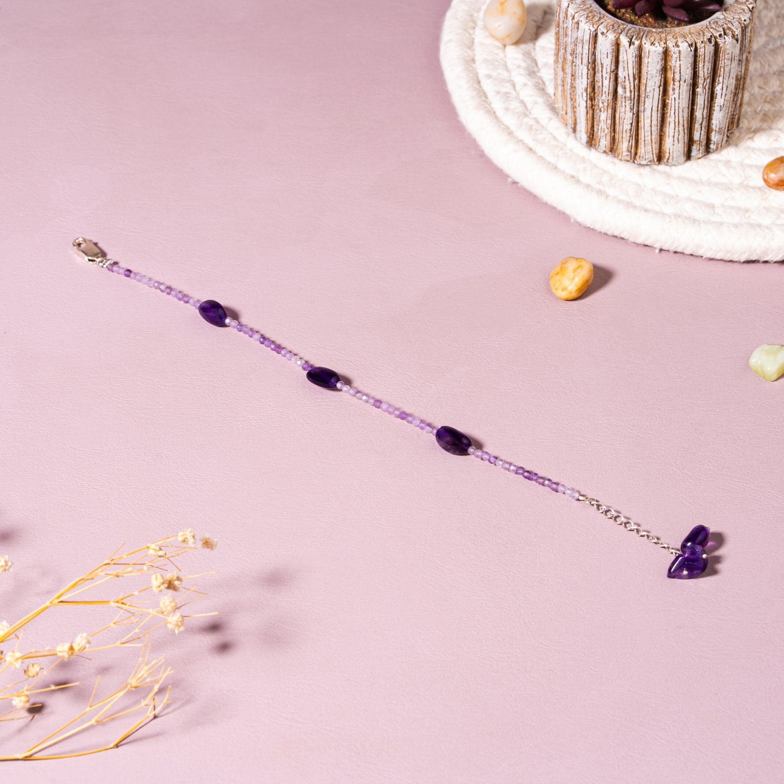 Amethyst Calm & Clarity 92.5 Sterling Silver Beaded Bracelet for Women