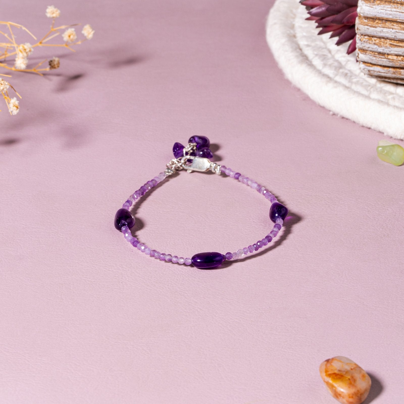 Amethyst Calm & Clarity 92.5 Sterling Silver Beaded Bracelet for Women