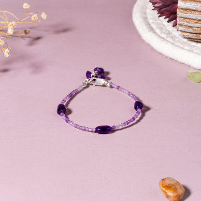 Amethyst Calm & Clarity 92.5 Sterling Silver Beaded Bracelet for Women