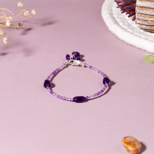Amethyst Calm & Clarity 92.5 Sterling Silver Beaded Bracelet for Women
