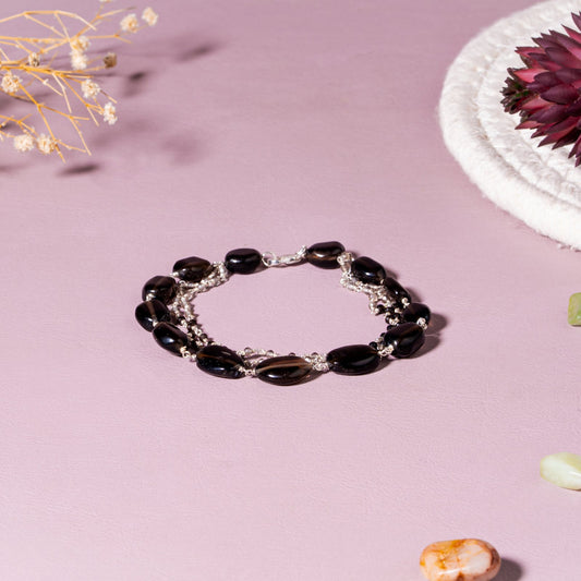 Smoky Quartz Grounding & Protection Oval, 2mm Bead | 92.5 Sterling Silver Bracelet