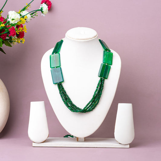 Green Jade Multi Shape Bead Necklace | 92.5 Sterling Silver | Prosperity Stone