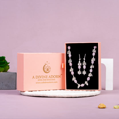 Rose Quartz Love & Harmony Necklace Set | 92.5 Sterling Silver | Healing Crystal Jewellery