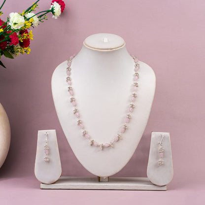 Rose Quartz Love & Harmony Necklace Set | 92.5 Sterling Silver | Healing Crystal Jewellery