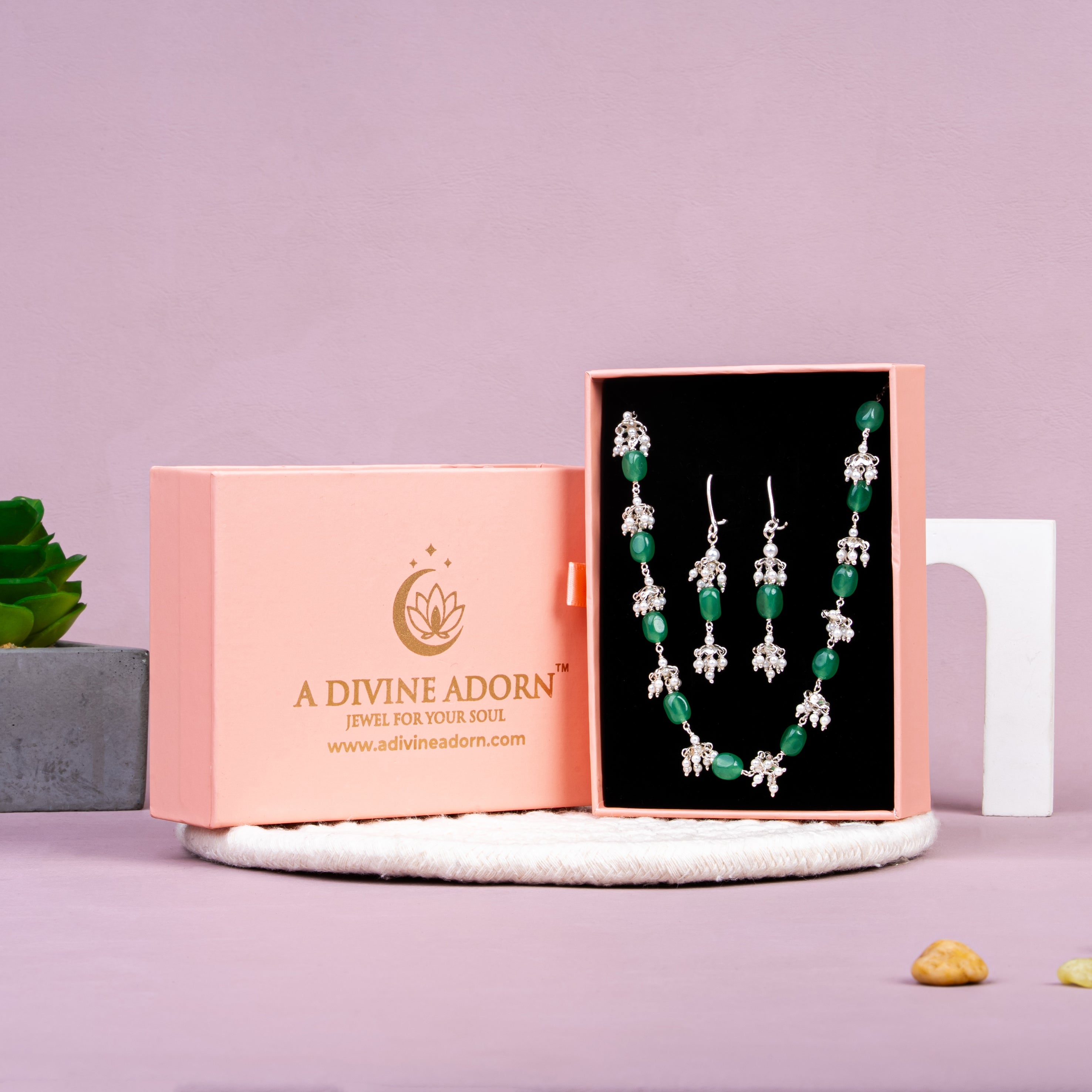 Green Aventurine Opportunity Necklace Set | 92.5 Sterling Silver | Prosperity Healing Crystal
