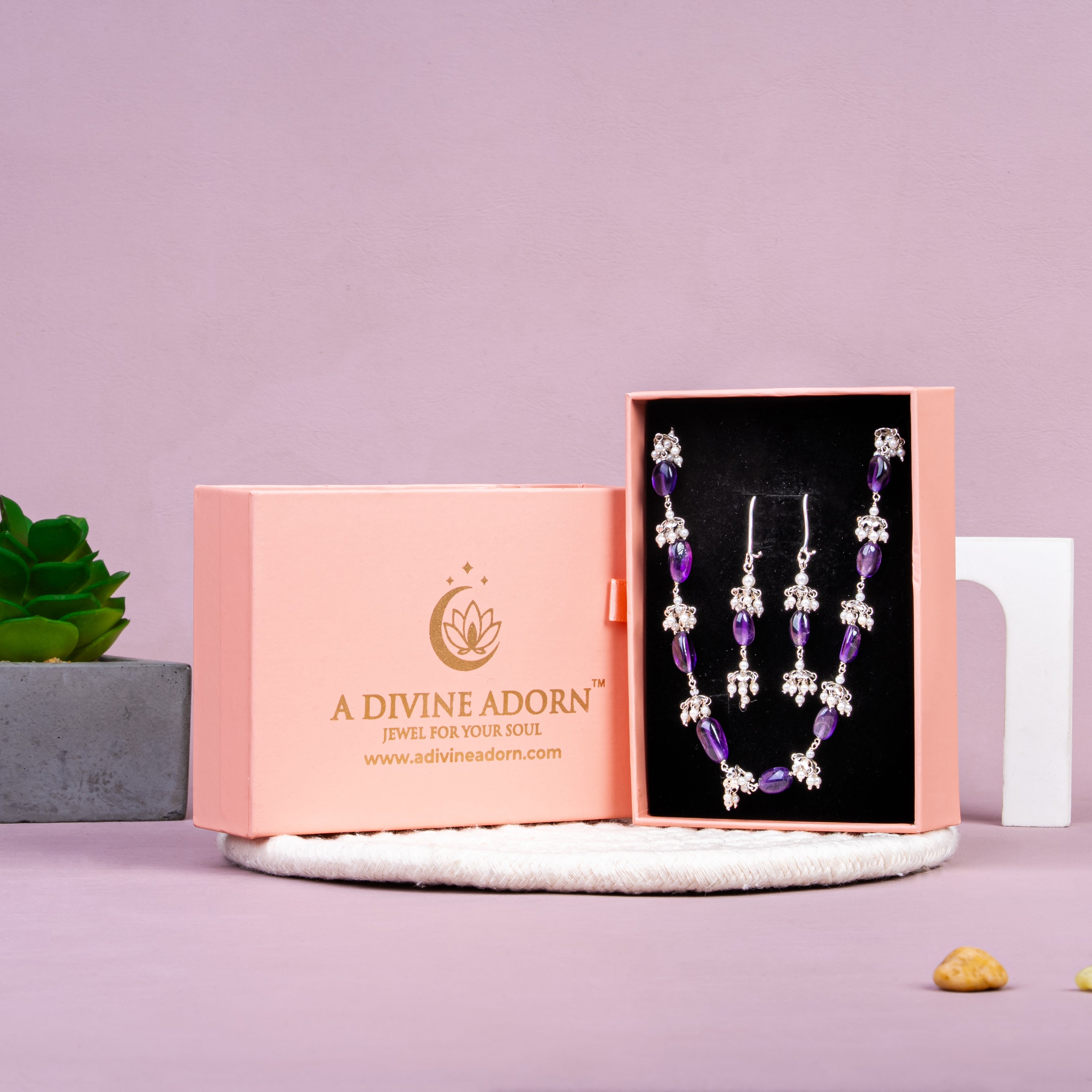 Amethyst Spiritual Wisdom Necklace Set | 92.5 Sterling Silver | Third Eye Chakra Healing Crystal