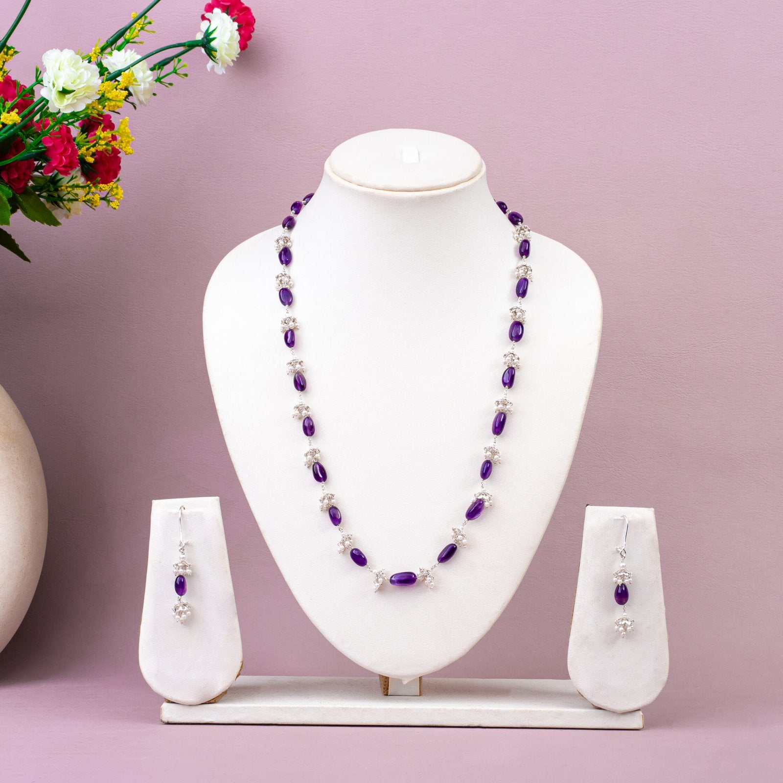 Amethyst Spiritual Wisdom Necklace Set | 92.5 Sterling Silver | Third Eye Chakra Healing Crystal
