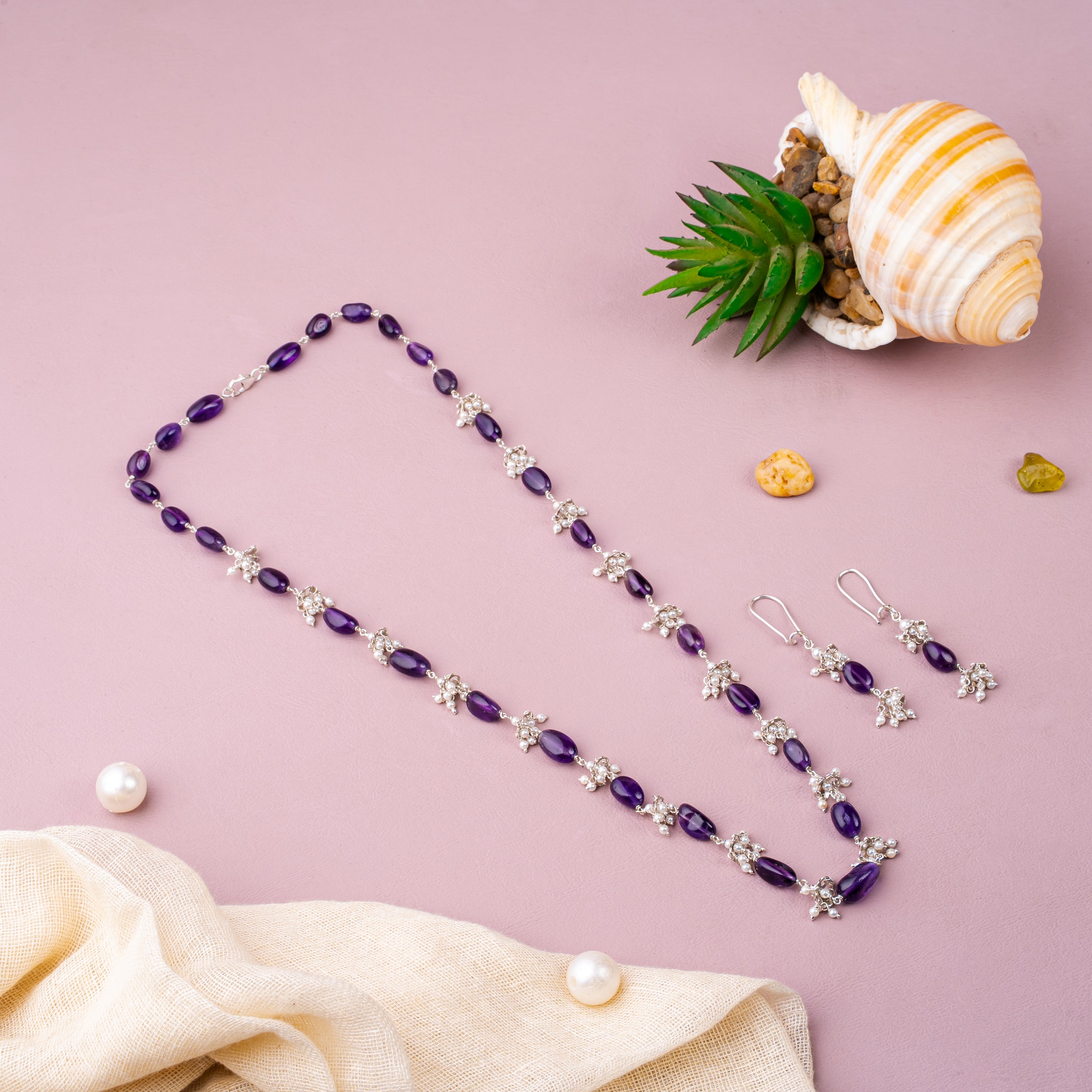 Amethyst Spiritual Wisdom Necklace Set | 92.5 Sterling Silver | Third Eye Chakra Healing Crystal