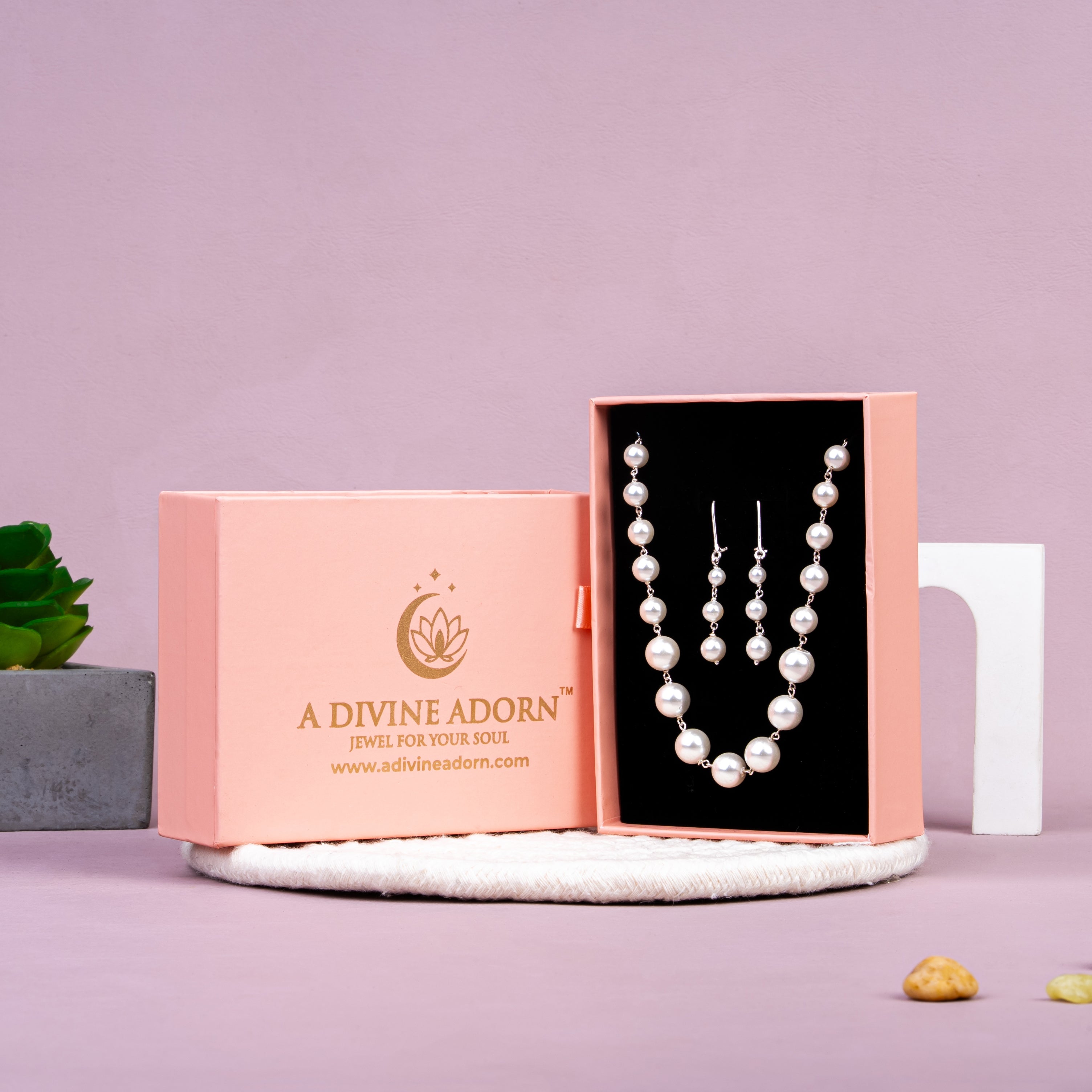 Pearl Necklace Set with Hanging Earrings | 92.5 Sterling Silver | 18 Inch Length