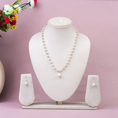 Pearl Pear Shape Pendant Necklace Set with Earrings | 92.5 Sterling Silver | 18 Inch