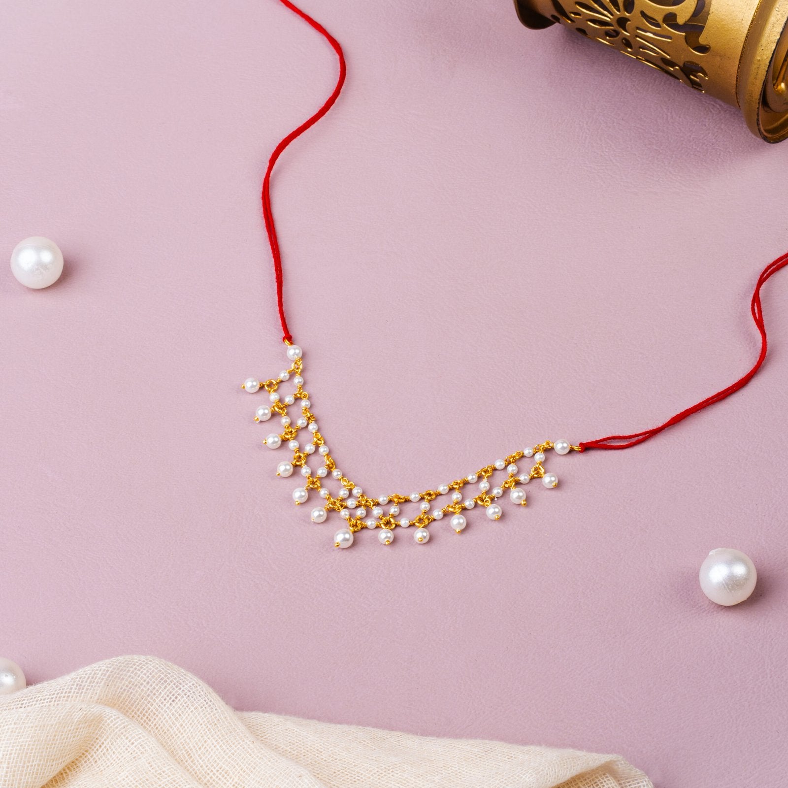 Pearl Delicate 92.5 Sterling Silver Necklace for God Idol | Pure Pearl Jewellery