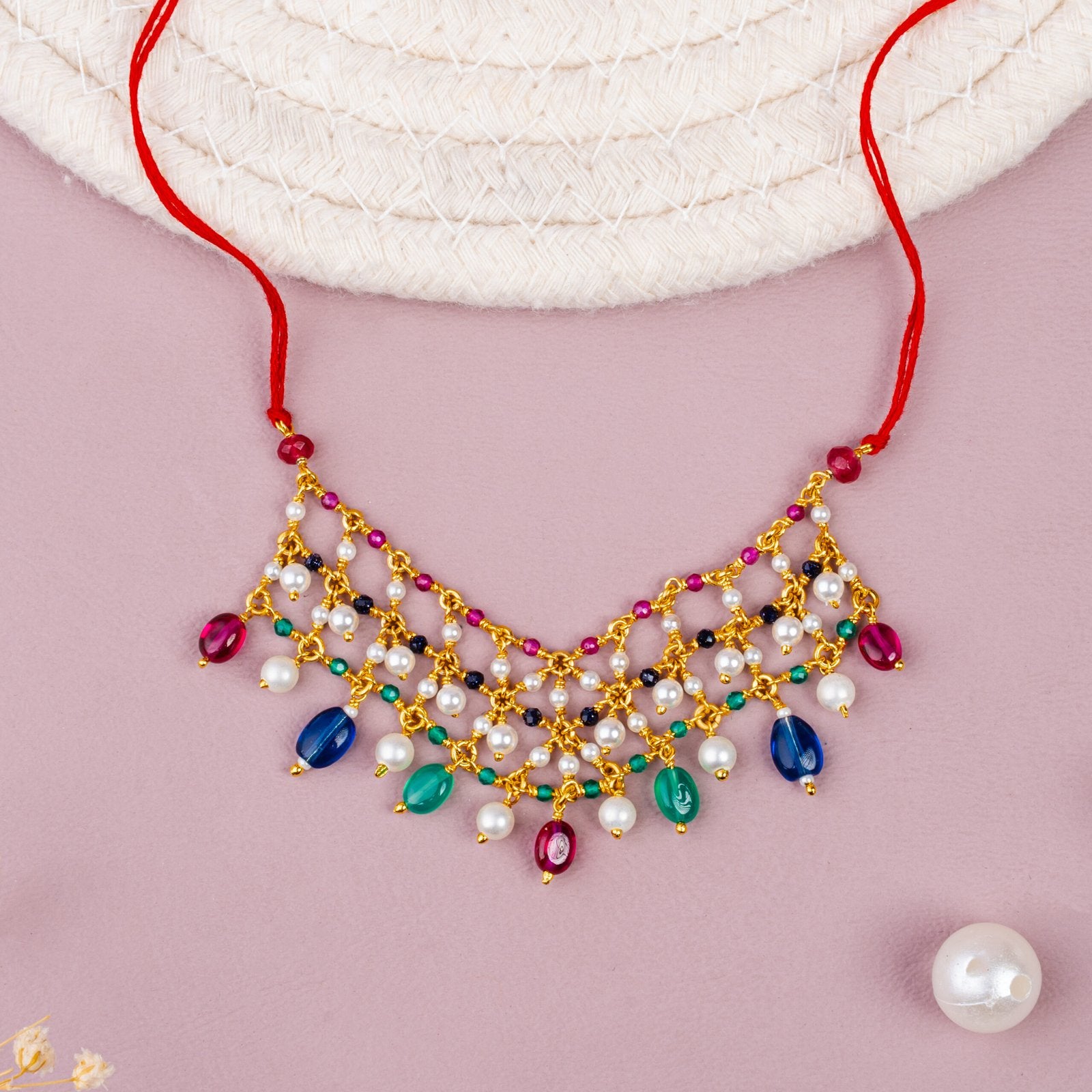 Tri-Color Layer 92.5 Sterling Silver Necklace for God Idol | Temple Jewelry