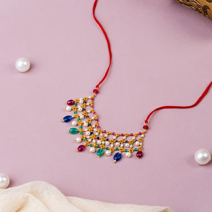 Tri-Color Layer 92.5 Sterling Silver Necklace for God Idol | Temple Jewelry