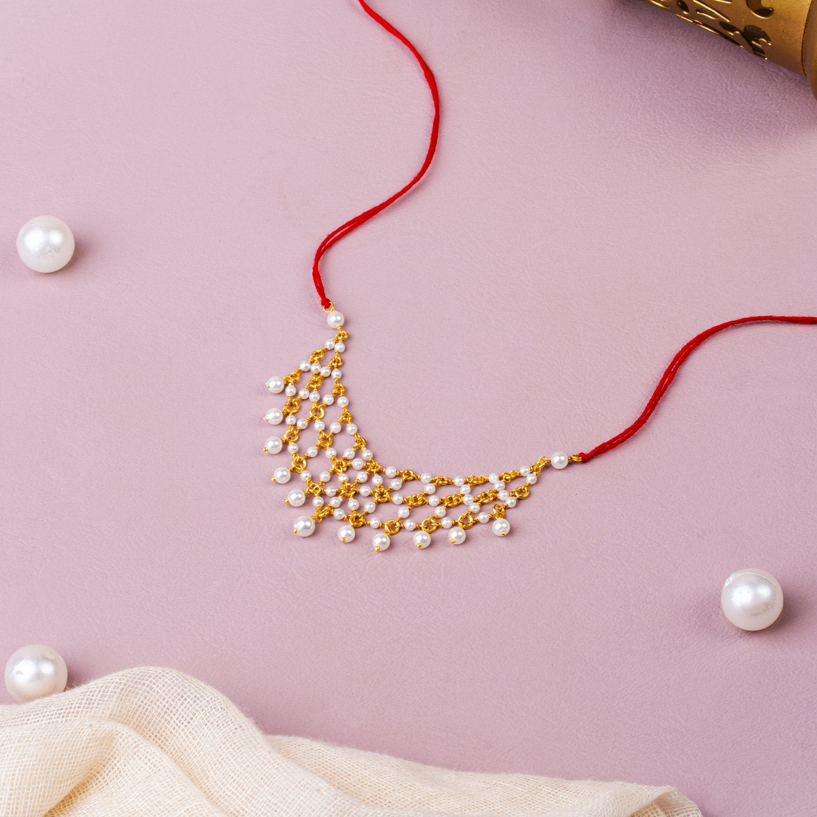 Pearl 92.5 Sterling Silver Necklace for God Idol | Divine Jewelry Temple