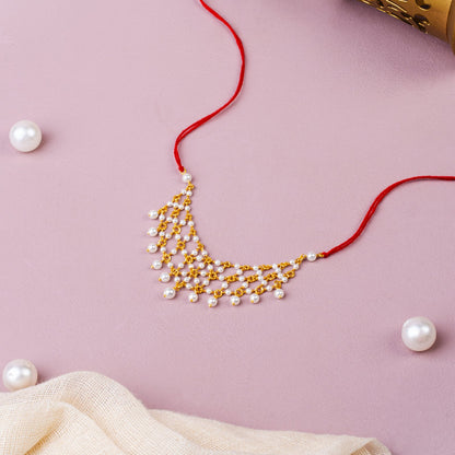 Pearl 92.5 Sterling Silver Necklace for God Idol | Divine Jewelry Temple