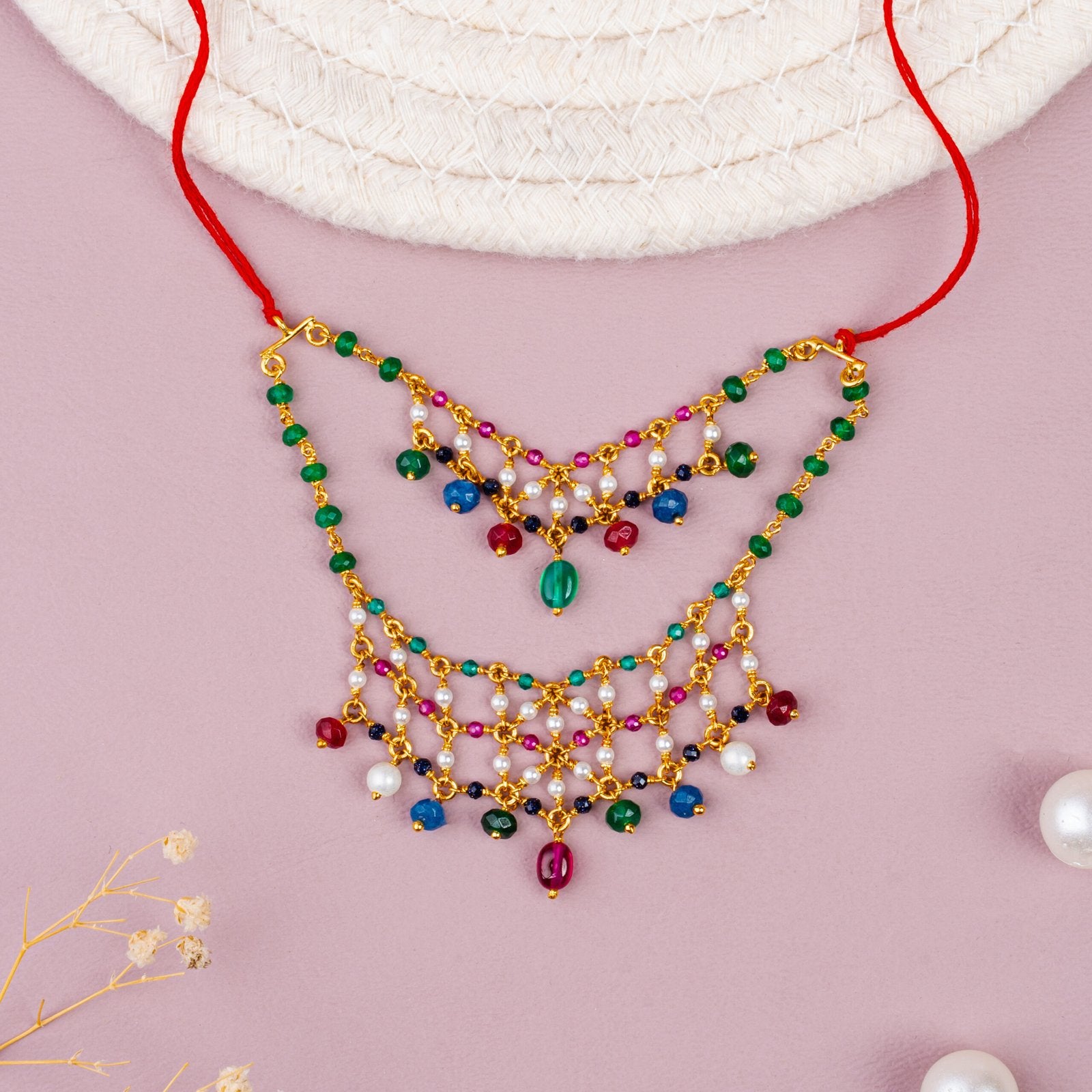 Tri-Heavy Multi Layer 92.5 Sterling Silver Necklace For God Idol | Temple Jewelry
