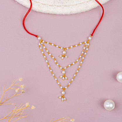 Pearl Multi-Layer 92.5 Sterling Silver Necklace for God Idol | Temple Jewelry