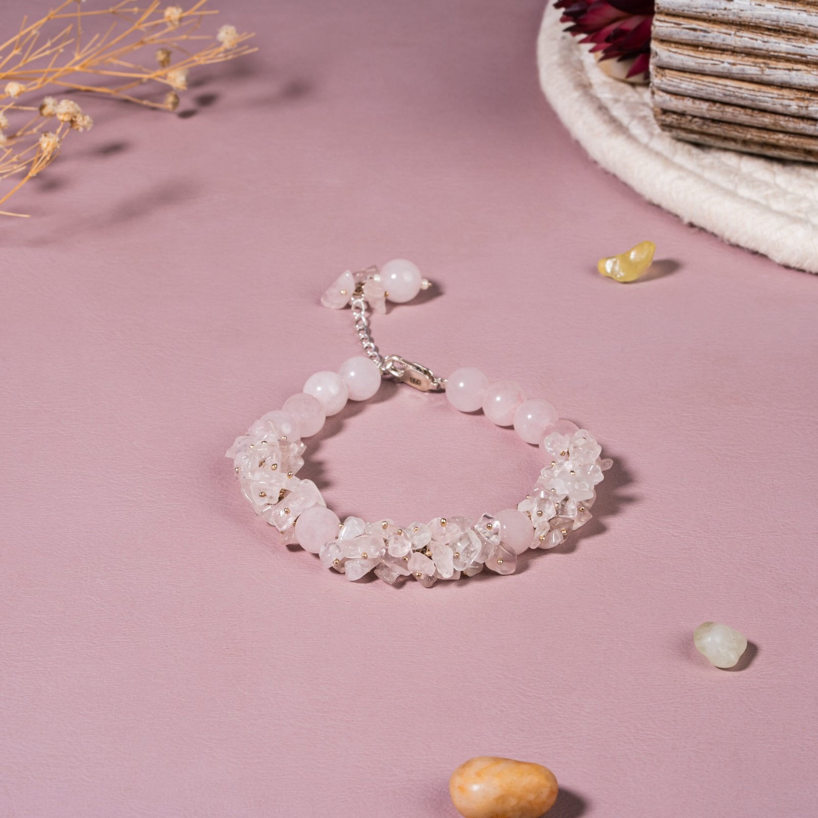 Rose Quartz 92.5 Sterling Silver Bracelet